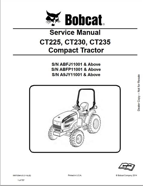 bobcat tractor service manual